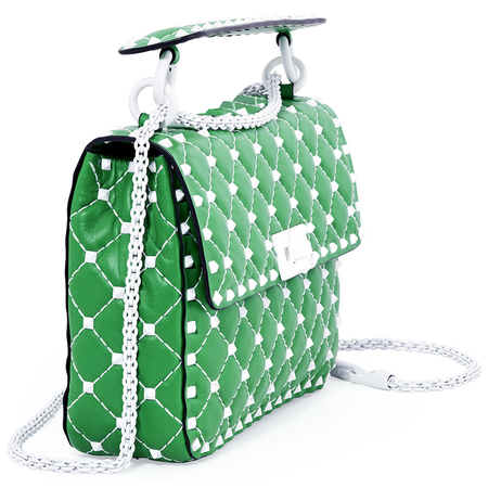 Valentino Rockstud Spike Medium Shoulder Bag- Green B0122RVH-0K2