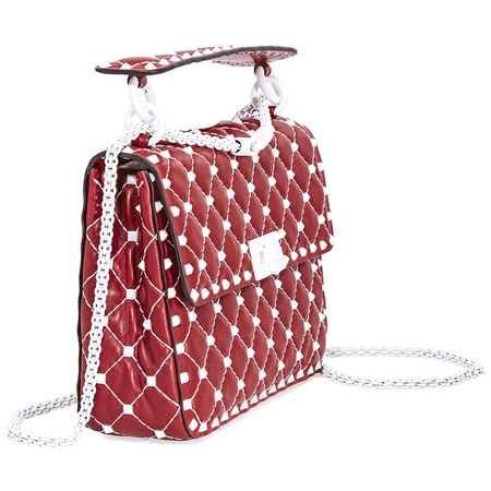 Valentino Rockstud Spike Medium Shoulder Bag- Red B0122RVH 0RO