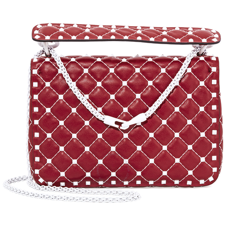 Valentino Rockstud Spike Medium Shoulder Bag- Red B0122RVH 0RO