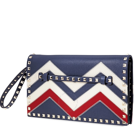 Valentino Rockstud Chevron Strap Clutch RW2B0399DRI/E