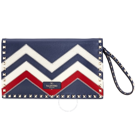Valentino Rockstud Chevron Strap Clutch RW2B0399DRI/E