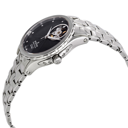 Edox Grand Ocean Open Heart Black Dial Automatic Ladies Watch 85013 3 NIN 85013 3 NIN