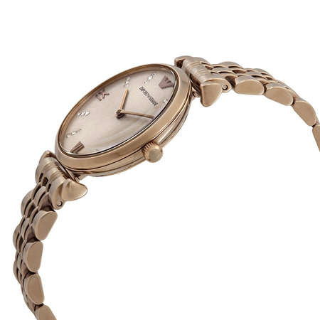 Armani Gianni T-Bar Quartz Crystal Rose Gold Dial Ladies Watch AR11059