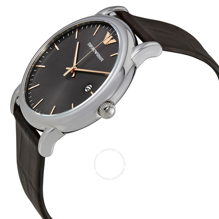 Emporio Armani Luigi Grey Dial Dark Brown Leather Men's Watch AR1996