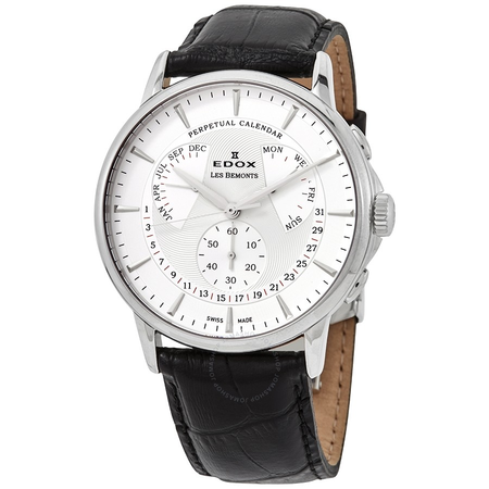 Edox Les Bemonts Silver Dial Men's Perpetual Calendar Watch 01602 3 AIN 01602 3 AIN