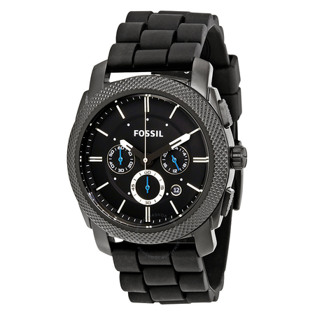 Fossil Machine Chronograph Black Dial Black Silicone Men's Watch FS4487