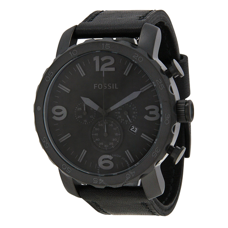 Fossil Nate Chronograph Black Dial Black Ion-plated Men's Watch JR1354