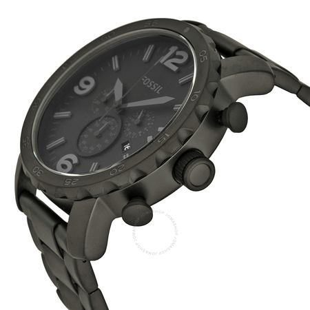 Fossil Nate Chronograph Black Dial Black Ion-plated Men's Watch JR1401
