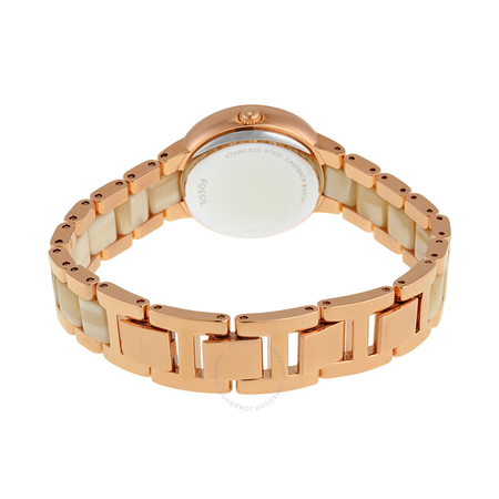 Fossil Virginia Rose Dial Rose Gold-tone and Horn Acetate Ladies Watch ES3716