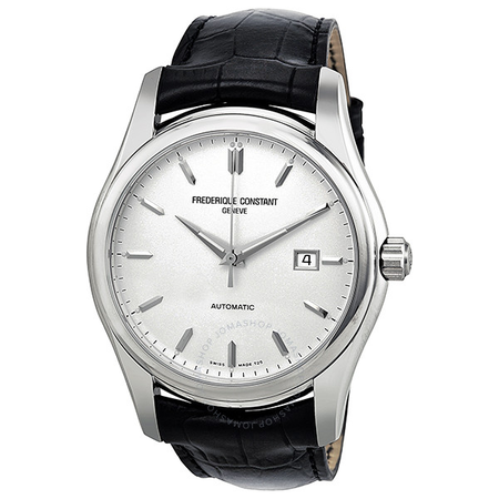 Frederique Constant Index Automatic Silver Dial Black Leather Men's Watch 303S6B6 FC-303S6B6