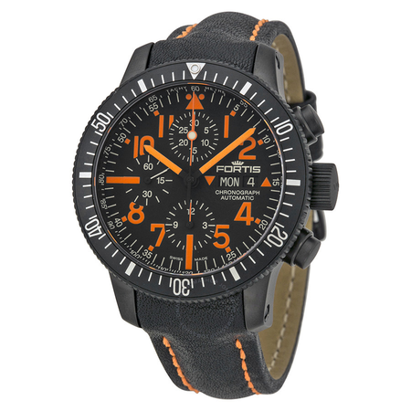 Fortis B-42 Black Mars 500 Chronograph Black Dial Black IP Titanium Men's Watch 638.28.13 638.28.13 L.13