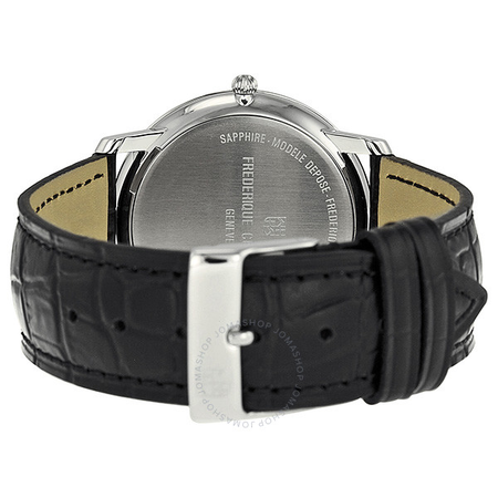 Frederique Constant Slim Line Silver Dial Black Leather Men's Watch FC-220NS4S6