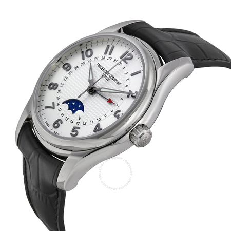 Frederique Constant Runabout Moonphase White Dial Black Leather Men's Watch FC-330RM6B6