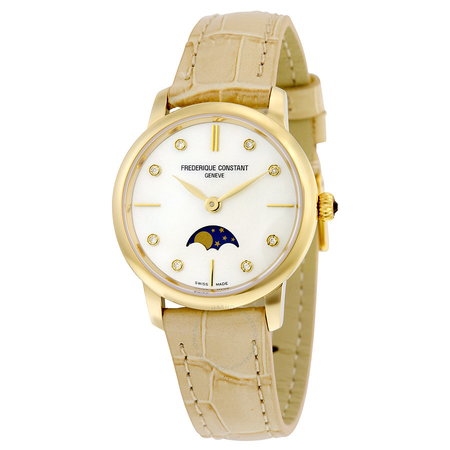 Frederique Constant Slim Line Gold-tone Case Moonphase Ladies Watch FC-206MPWD1S5