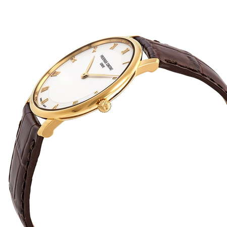 Frederique Constant Slimline White Dial Brown Leather Men's Watch FC-200RS5S35