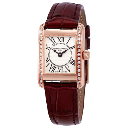 Frederique Constant Classics Carree Silver Dial Ladies Diamond Watch FC-200MCD14