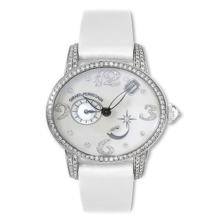 Girard Perregaux Cats Eye Diamond 18kt White Gold White Satin Ladies Watch 80480-D53-P762-KK7