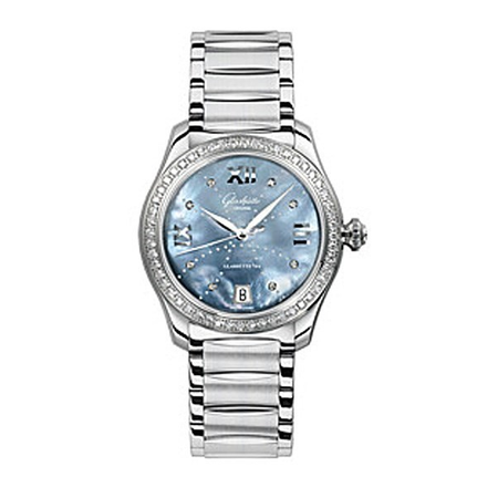 Glashutte Serenade Blue Mother Of Pearl Dial Ladies Watch 39-22-11-22-34