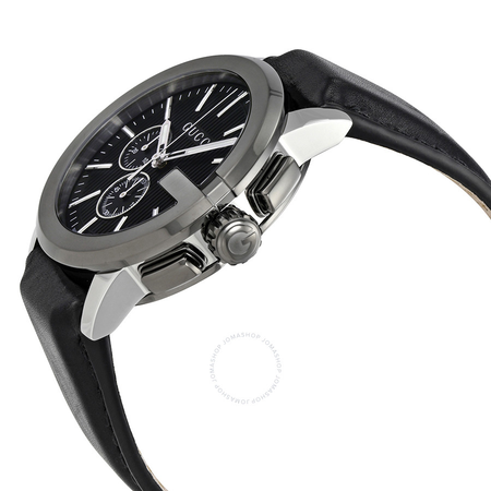 Gucci G-Chrono Black Dial Black Leather Men's Watch YA101205