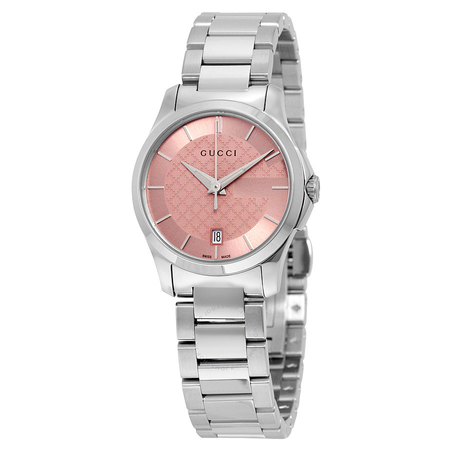 Gucci G-Timeless Pink Dial Stainless Steel Ladies Watch YA126524