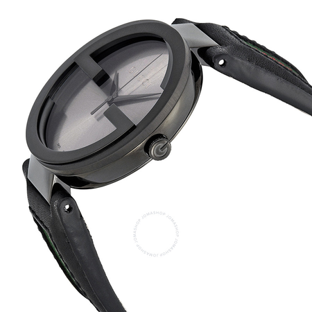 Gucci Interlocking G Black Dial Black Leather Men's Watch YA133206