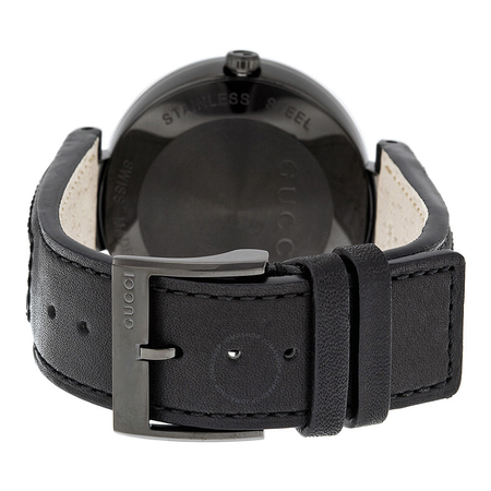 Gucci Interlocking G Black Dial Black Leather Men's Watch YA133206
