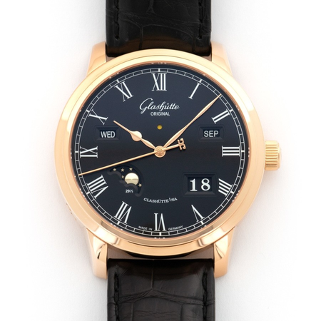 Glashutte Senator Perpetual Automatic Black Dial Men's Watch 100-02-25-05