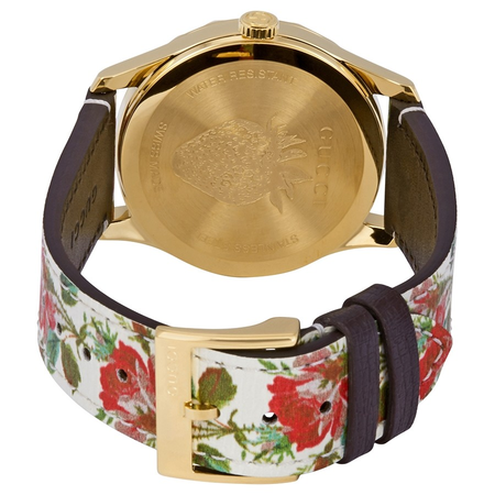 Gucci G-Timeless Beige with Flowers Dial Ladies Leather Watch YA1264084