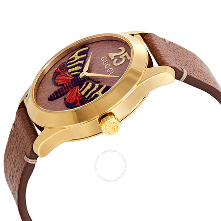Gucci G-Timeless Tan Dial with an Embroidered Butterfly Ladies Watch YA1264063