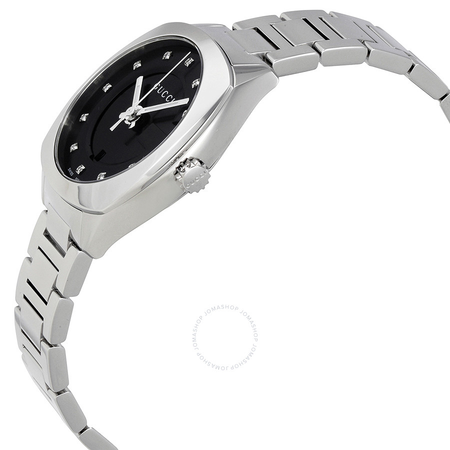 Gucci GG2570 Black Dial Stainless Steel Diamond Ladies Watch YA142503