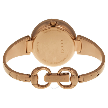 Gucci ssima Black Dial Rose Gold PVD Ladies Watch YA134305