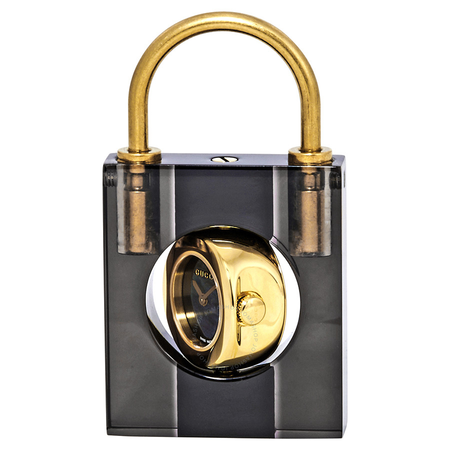 Gucci Padlock Black Mother of Pearl Dial Ladies Leather Strap Watch YA150506