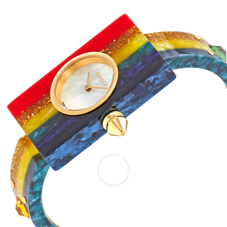 Gucci Plexiglas Ladies Studded Bangle Watch YA143520