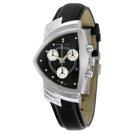 Hamilton Ventura Chrono Black Dial Black Strap Men's Watch H24412732