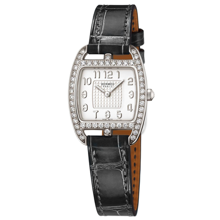 Hermes Cape Cod Silver Dial Ladies Diamond Leather Watch 043146WW00