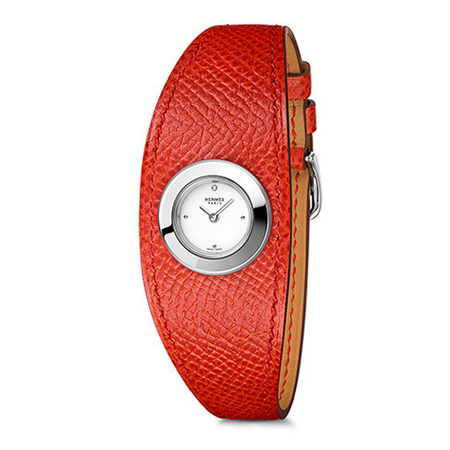 Hermes Faubourg Manchette White Diamond Dial Ladies Leather Watch 041885WW00