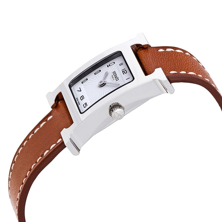Hermes H Hour White Dial Ladies Leather Watch 036706WW00