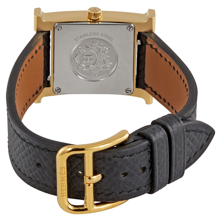 Hermes Heure H Small White Dial Black Leather Ladies Watch 036733WW00