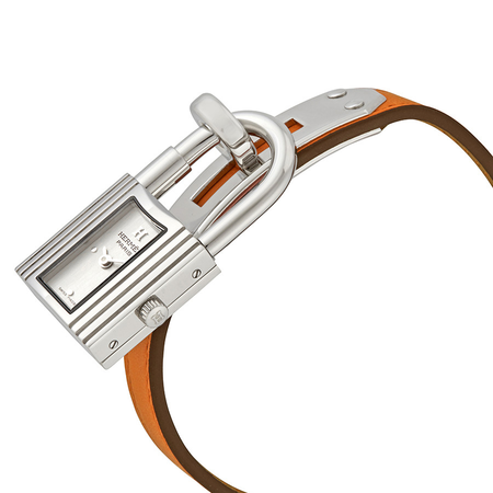 Hermes Kelly White Dial Orange Leather Ladies Watch 025744WW00 W025744WW00