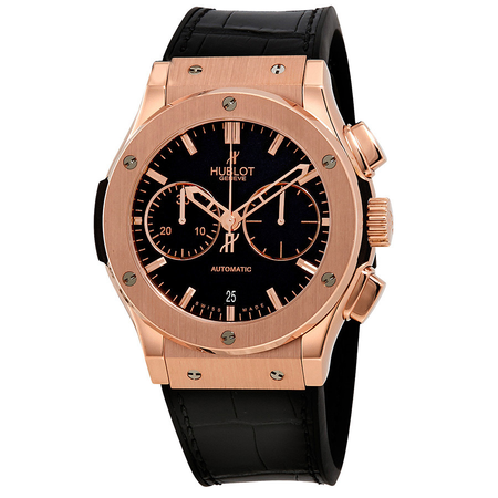 Hublot Classic Fusion Black Dial Automatic Men's 18K King Gold Chronograph Watch 521.OX.1180.LR