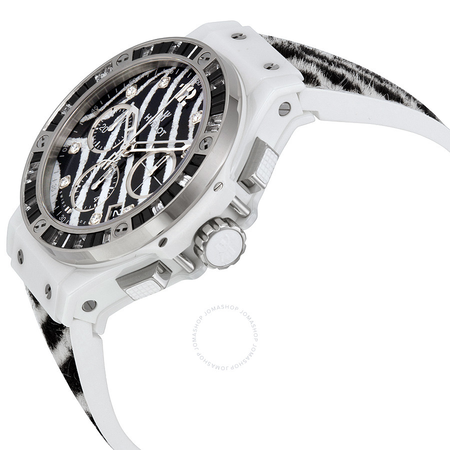 Hublot Big Bang Zebra Diamond Dial 18kt White Gold Chronograph Ladies Watch 341HW7517VR1975 341.HW.7517.VR.1975