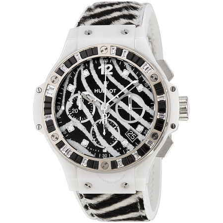 Hublot Big Bang Zebra Diamond Dial 18kt White Gold Chronograph Ladies Watch 341HW7517VR1975 341.HW.7517.VR.1975