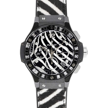 Hublot Big Bang Zebra Diamond Dial Black Ceramic Chronograph Ladies Watch 341CV7517VR1975 341.CV.7517.VR.1975