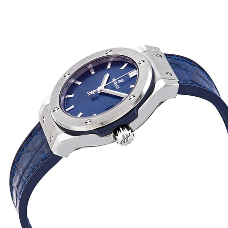 Hublot Classic Fusion Blue Dial Ladies Blue Leather Watch 581.NX.7170.LR