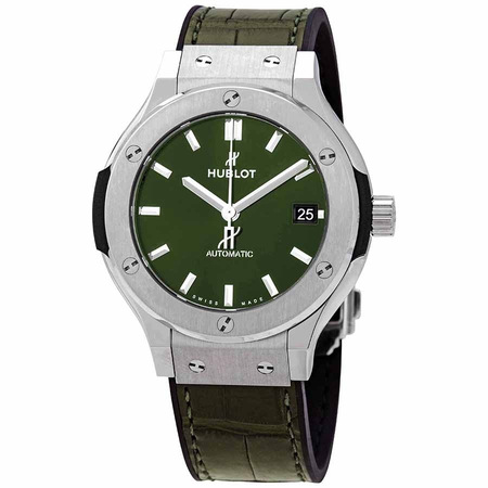 Hublot Classic Fusion Green Sunray Dial Automatic Men's Titanium Watch 565.NX.8970.LR