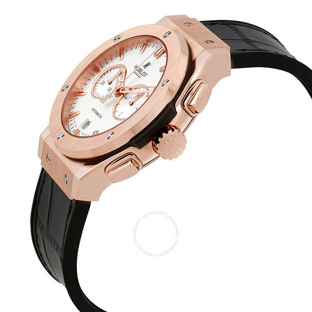 Hublot Classic Fusion Silver Dial Black Leather Band 18 Carat Rose Gold Case Automatic Men's Watch 541.OX.2610.LR