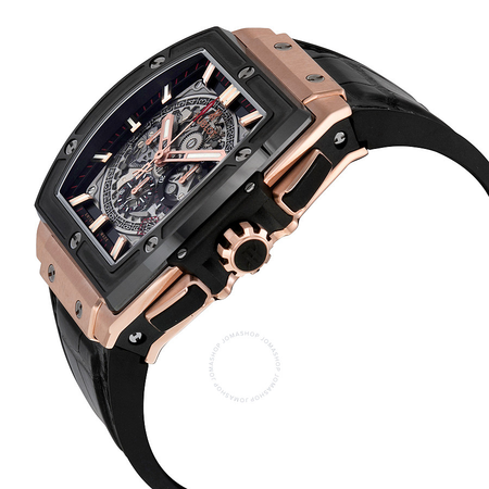 Hublot Spirit Of Big Bang Square Skeleton Dial Black Rubber Band Automatic Men's Watch 601.OM.0183.LR