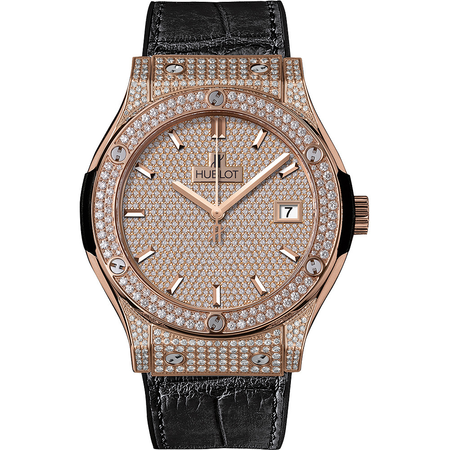 Hublot Classic Fusion Diamond Pave Dial 18K Rose Gold Automatic Men's Watch 511.OX.9010.LR.1704