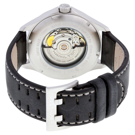 Hamilton Khaki Aviation Automatic Ivory Dial Charcoal Leather Men's Watch H76665725