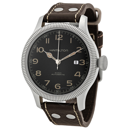 Hamilton Khaki Pioneer Black Dial Leather Men's Watch H60515533